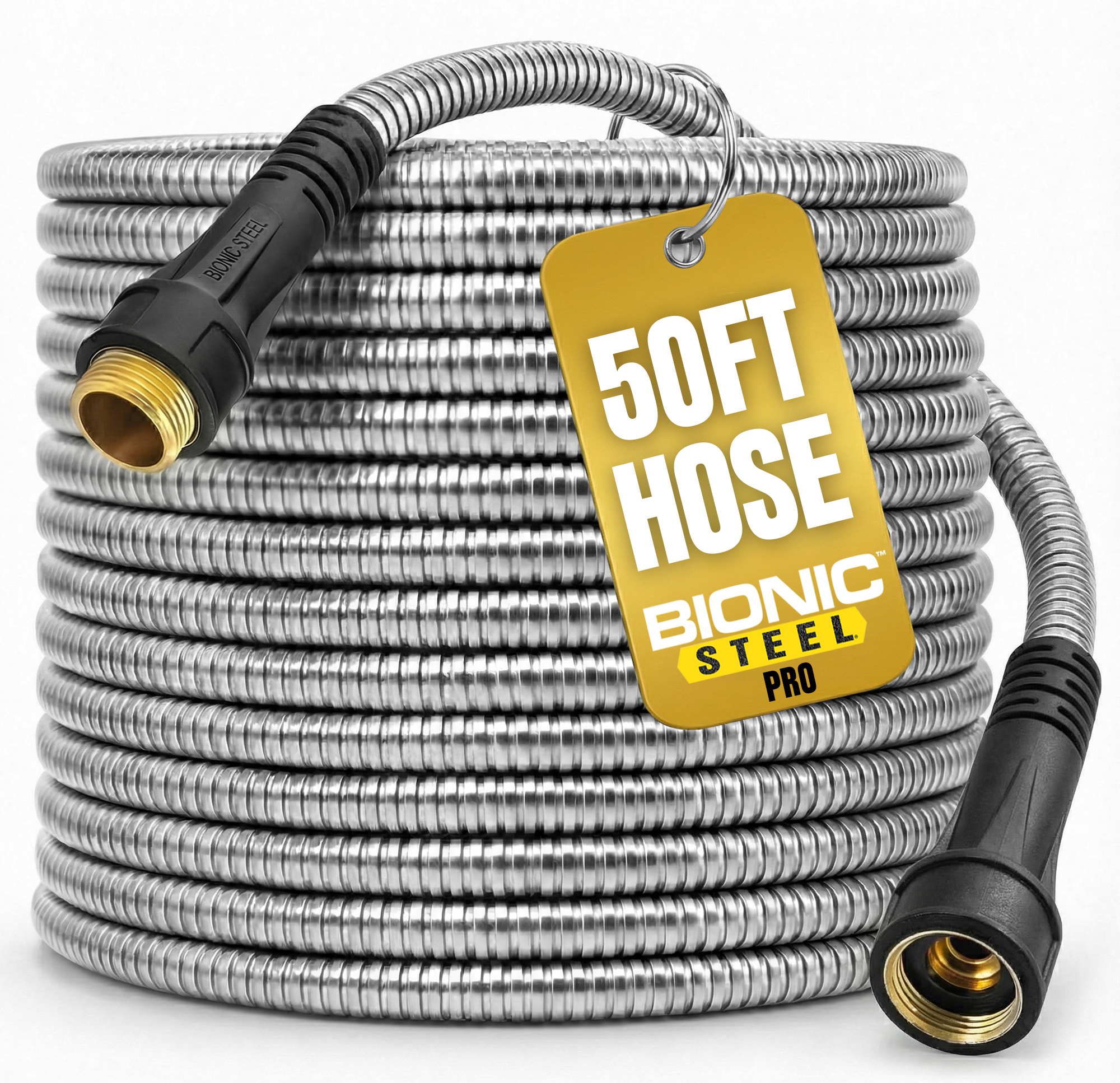 Bionic Steel Pro 50 Ft Stainless Steel Garden Hose with Nozzle