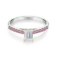 thumbnail image 2 of Gem Stone King 925 Silver and 10K Yellow Gold White and Pink Lab Grown Diamond Engagement Ring for Women | 0.83 Cttw | Emerald Cut 6X4MM | Gemstone April Birthstone | Size 8, 2 of 4