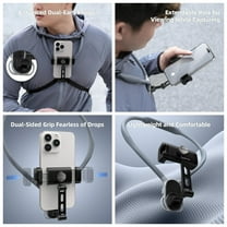 Neck Phone Holder POV/Vlog Neck Mount for Phones with Phone Clip, Hands Free Phone Neck Holder w Chest Strap Neck Selfie Mount Video Recording for iPhone Samsung Google Pixel and All Phones