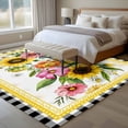 thumbnail image 4 of Pastoral Wildflowers Area Rugs 5x7 ft Sunflowers Dasiy Leaves Black Checkered Washable Rug Non Slip Indoor Carpet Absorbent Floor Mat for Living Room Bedroom Dining Room, 4 of 9