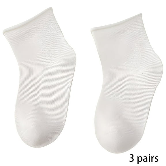 TELOLY 3Pairs Kids Socks9-11Mens Ankle Socks Size 9-11 Men's Socks ,White
