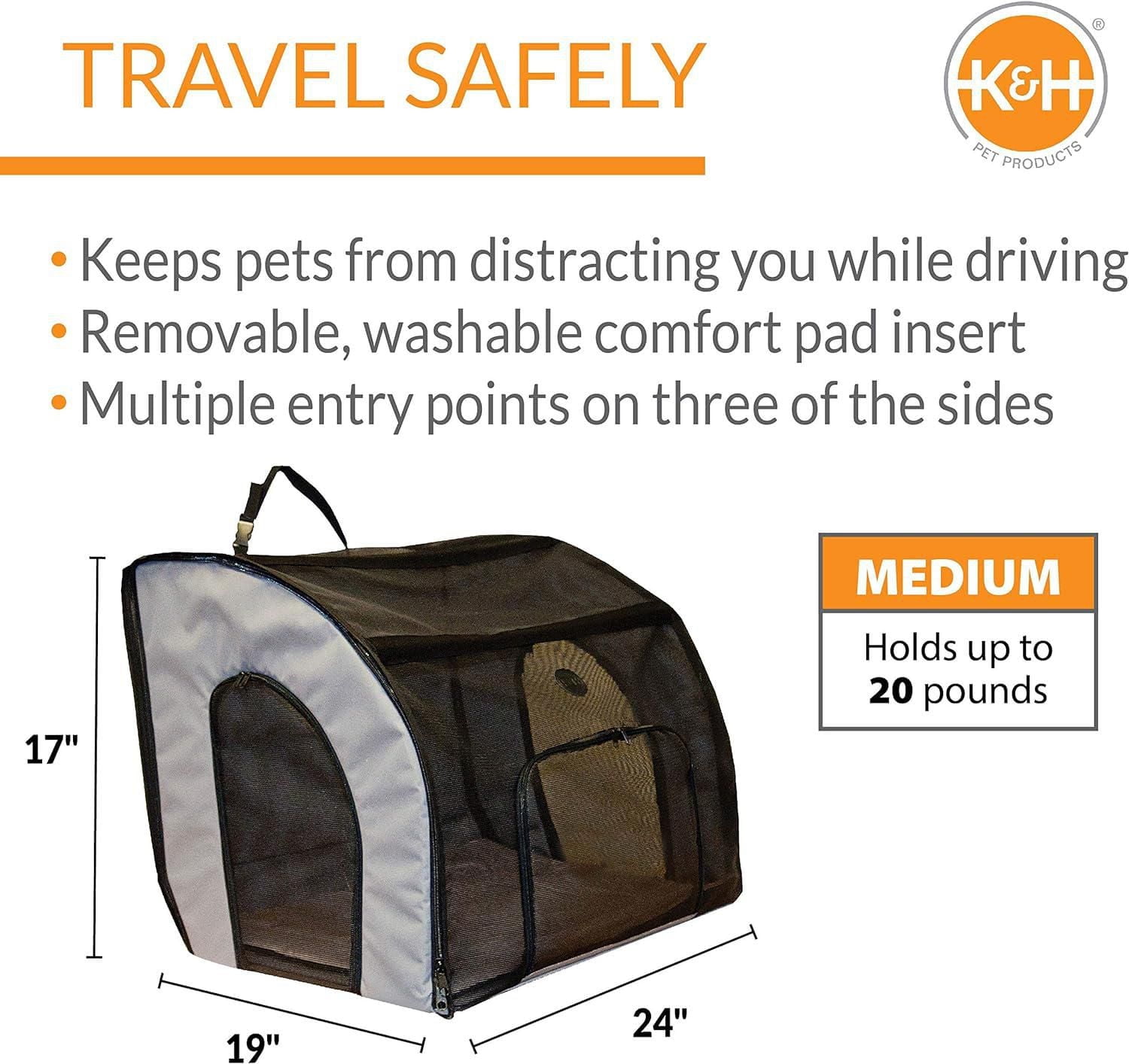 K&H Travel Safety Gray Carrier Medium