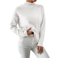 thumbnail image 2 of Women'S Seamless Sweater Ready to Wear Long Sleeve Knitted Pullover Tops White L, 2 of 8