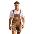 thumbnail image 4 of BOOMNY Oktoberfest Mens Short Bib Overalls Wide Leg Short Jumpsuits for Men Loose Fit Elastic Waist Drawstring Embroidery Casual Shortalls With Pocket, 4 of 4