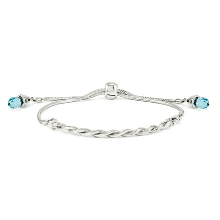 Swarovski Blue Bracelets - 925 Sterling Silver Reflections Blue Swarovski Crystal Adjustable Bracelet 9 Inch Stretch Wrap For Women
