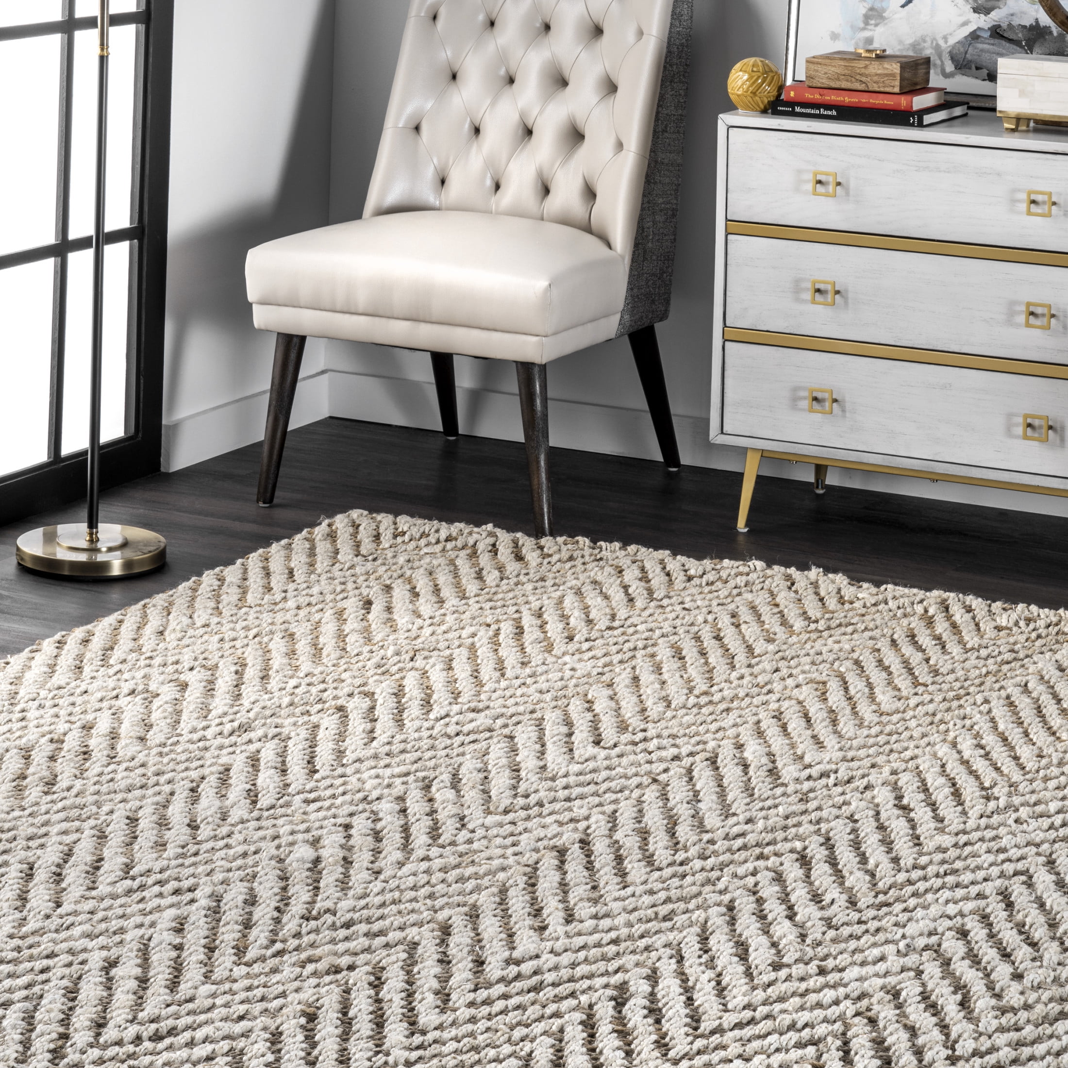 nuLOOM Vania Chevron Jute Area Rug, 8' 6" x 11' 6", Vania Off-white