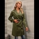 thumbnail image 5 of Gabardina Larga Cruzada de Larga para Mujer, Cortavientos, Clásica, con Solapa y Cinturón. Verde L, 5 of 7