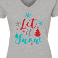 thumbnail image 4 of Inktastic Let It Snow, Snowflakes, Christmas - Red Blue Gray Women's V-Neck T-Shirt, 4 of 5