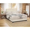 thumbnail image 2 of HomeFare King One Box Slat Bed in Cream Linen Fabric, 2 of 8