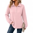 thumbnail image 5 of Zysthvn Casual Women's Sweatshirts Tunic Pullover Oversized Fall Sweatshirt for Women Turn Down Collar Loose Fit Solid Long Sleeve Tops, 5 of 9
