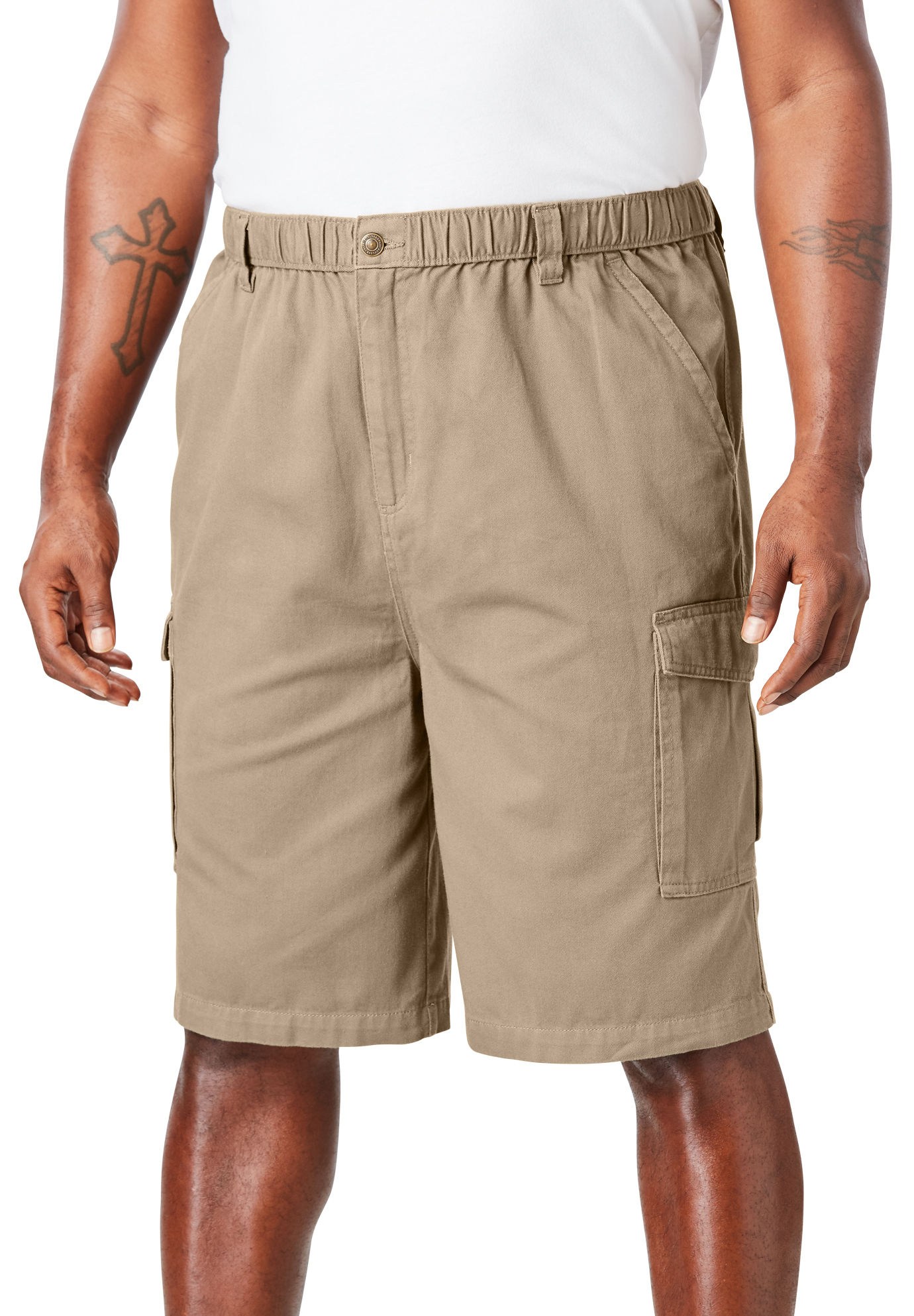 Boulder Creek by Kingsize Men's Big & Tall Renegade 9 Full Elastic Waist Single Pocket Cargo Shorts Boulder Creek by Kingsize Men's Big & Tall Renegade 9 Full Elastic Waist Single Pocket Cargo Shorts