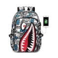 thumbnail image 1 of Mochila escolar con estampado de tiburón de Vention Mochila recargable portátil simple y ligera de moda estilo C kaili Sencillez, 1 of 4