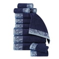 thumbnail image 2 of BNM Cotton Floral Border 12 Piece Assorted Towel Set, Navy Blue, 2 of 6