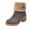 Grey, variant on Women's Suede-Look Mid Calf Boots, Warm Fur Trim Chunky Heel Pull On Winter Booties