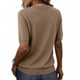thumbnail image 4 of Summer Short Sleeve Sweater for Women 2026 Casual Crew Neck Oversized Sweater Lightweight Knit Pullover Tops Khaki 2XL, 4 of 7