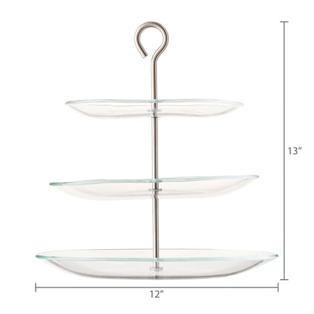 12.87″ X 13″ GLASS 3-TIER DESSERT STAND, BY WAY TO CELEBRATE