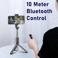 thumbnail image 3 of Palo Selfie portátil Yashi con Bluetooth para teléfono con luz de relleno de anillo Trípode plegable negro, 3 of 5