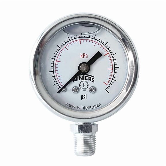 Winters Pressure Gauge,1-1/2" Dial Size,Silver PFQ1209
