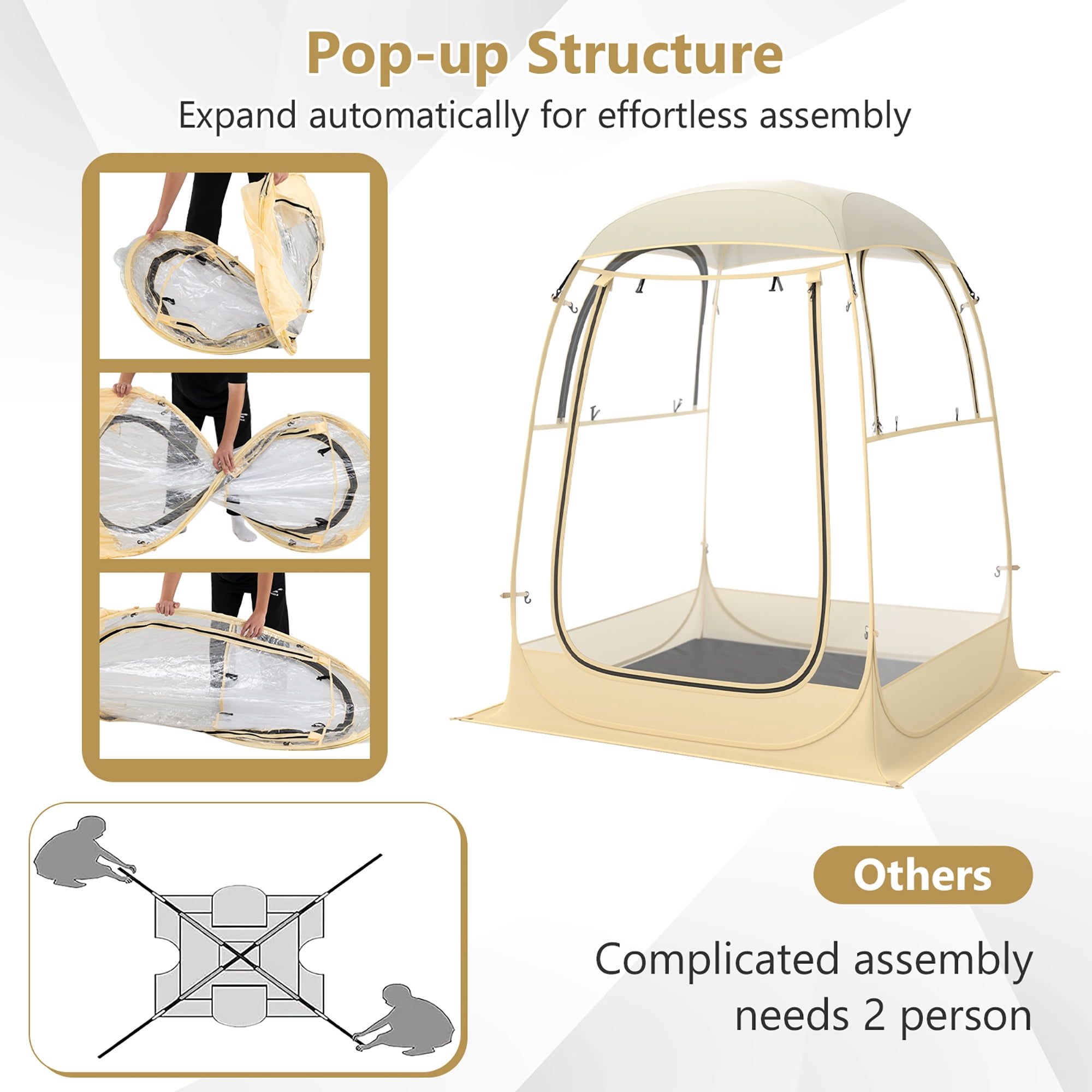 Gymax 4.2 x 4.2 FT Instant Pop up Tent Weatherproof Shelter Sports Tent for 1-2 People