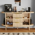 thumbnail image 2 of Dextrus Fluted Sideboard with Drawers, Modern Buffet Cabinet with Storage & Adjustable Shelves, Oak, 2 of 10