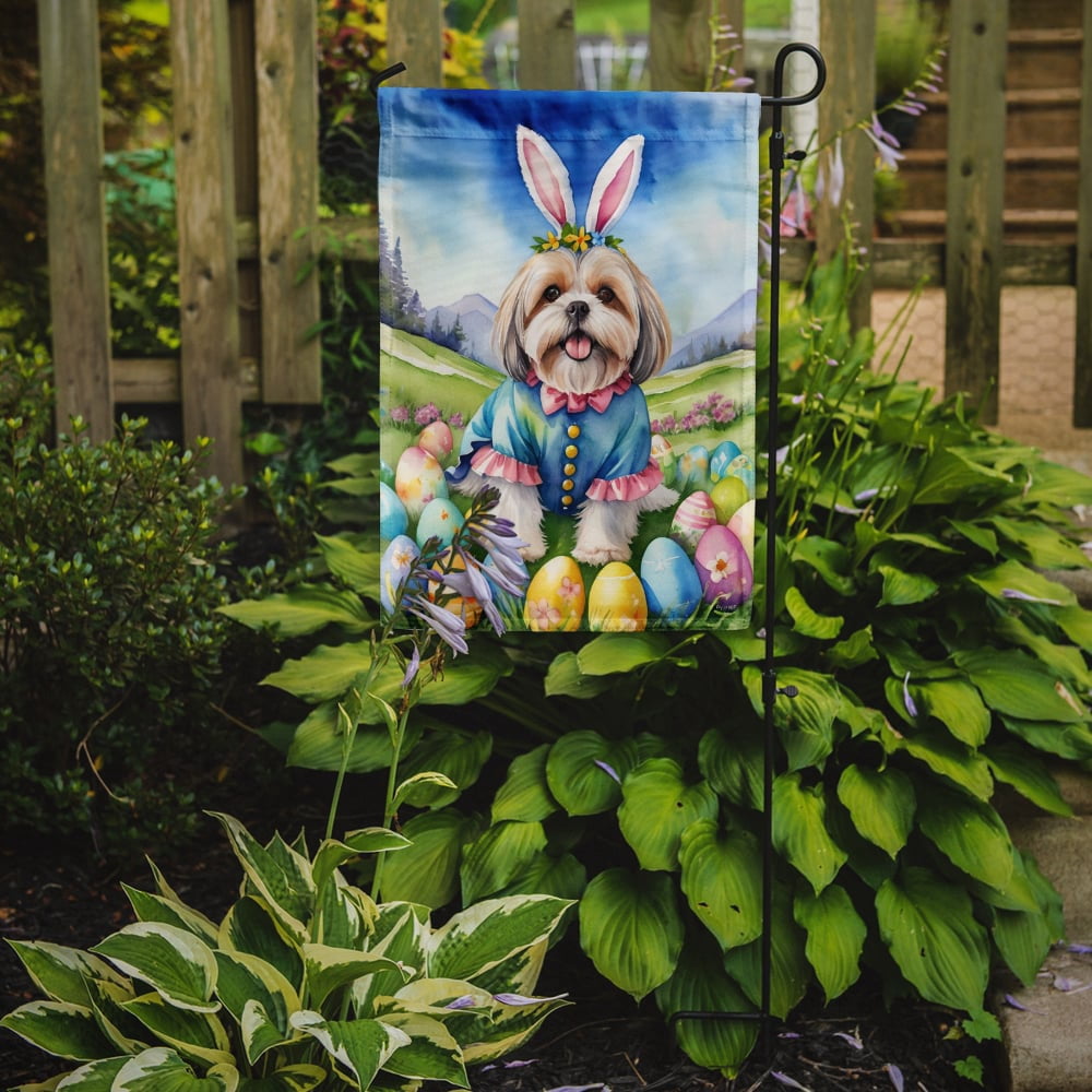 Lhasa Apso Easter Egg Hunt Garden Flag 11.25 in x 15.5 in