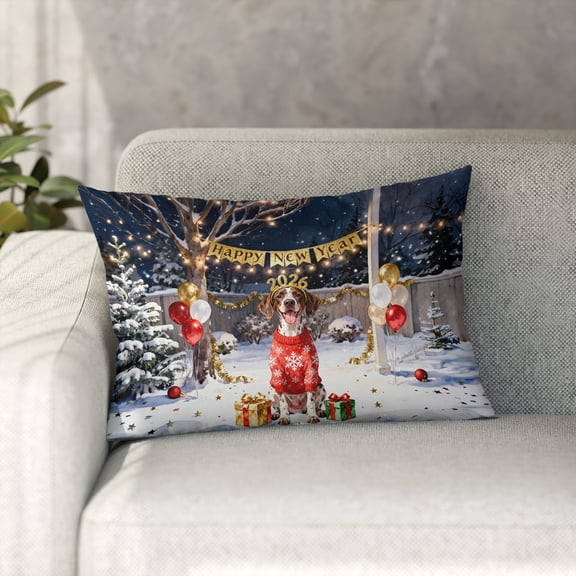 Happy New Year 2026 German Shorthaired Pointer Holiday Balloons Party Snow Pillowcase Double Sided GSP Lover Dog Gift Pillow Case Covers - 13018