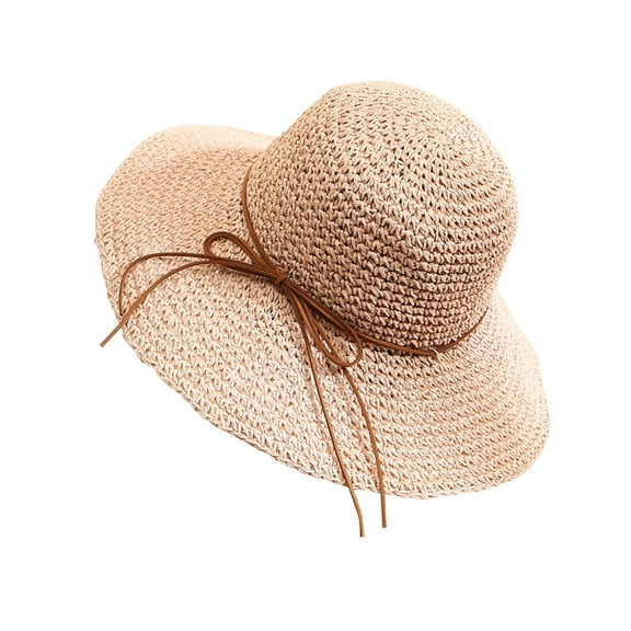 ZQUUVOU Womens Beach Sun Straw Hat Solid Color Fashion Cute Foldable Sun Hat with Wide Brim Fisherman Hat Beach Vacation Pink