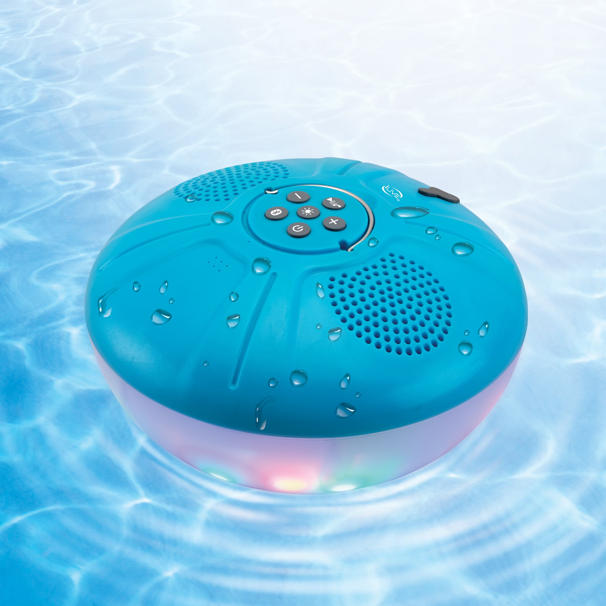iLive IBW322BU Waterproof Floating Bluetooth Portable Speaker with LED Lighting, Blue