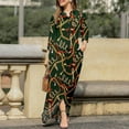 thumbnail image 3 of Chemises à Manches Longues pour Femmes Robe Maxi Imprimé Vintage Col Rabattu Boutonnée Robe Longue Décontractée avec Poches, 3 of 6