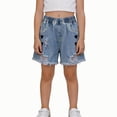 thumbnail image 2 of Pretxorve Kids Girls Summer Shorts Denim Jeans Loose with Print Heart Side Pockets Trendy Casual Bottoms, 2 of 4