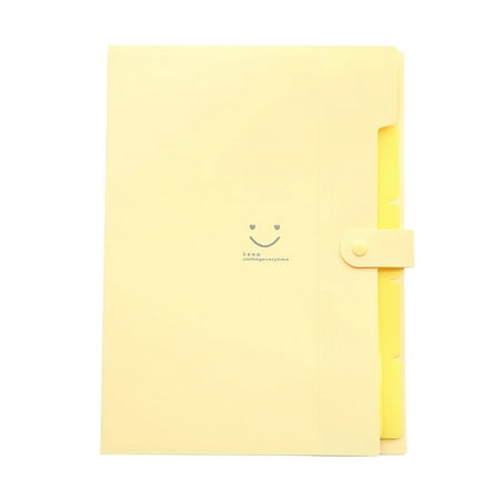 Expanding Folder Organizer 5 Pockets Plastic Expanding File Folders A4 Letter Size Snap Closure Accordion Folder Paper Document Organizer Set (Beige) ()