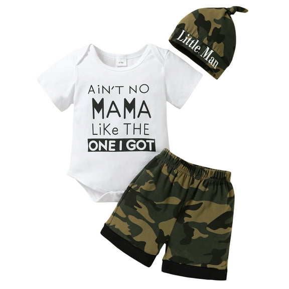 Happy Town Baby Boys Romper Summer Clothes Infant Camouflage Outfits Set Camouflage Shorts Set