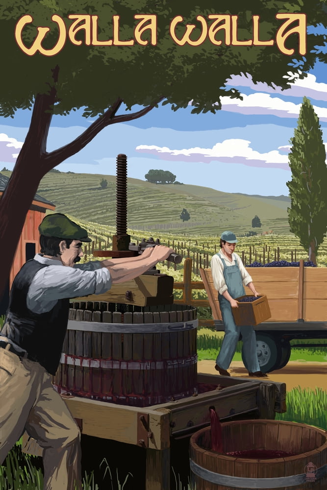 Walla Walla, Washington, Wine Grape Crushing (9x12 Wall Art Print, Home