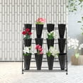 thumbnail image 2 of Miumaeov 12 Flower Buckets Iron Flower Stand Shelf, Flower Shelf Display Stand with WheelS, Flower Shop Flower Bucket Iron Art 3 Layers (Black), 2 of 10