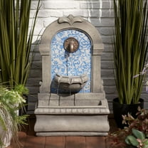 Manhasset 30 1/4" High Large Italian Outdoor Decor Blue Faux Stone Floor Fountain Waterfall Outside Garden Patio
