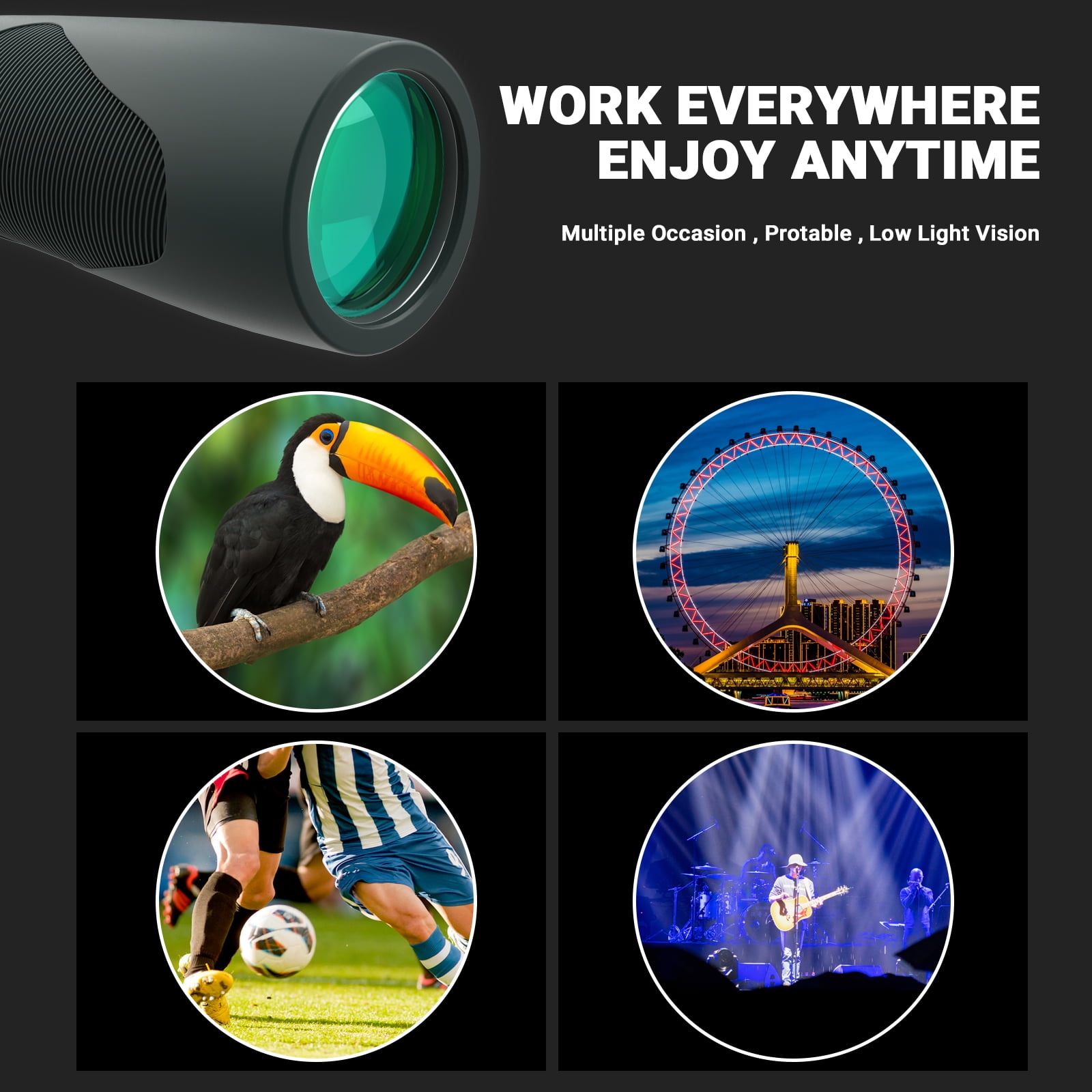 USCAMEL 10x42 Binoculars for Adults, BAK4 FMC Binoculars with Low Night Vision, Clear Image Compact Professional Hunting Binoculars Waterproof for Bird Watching, Traveling