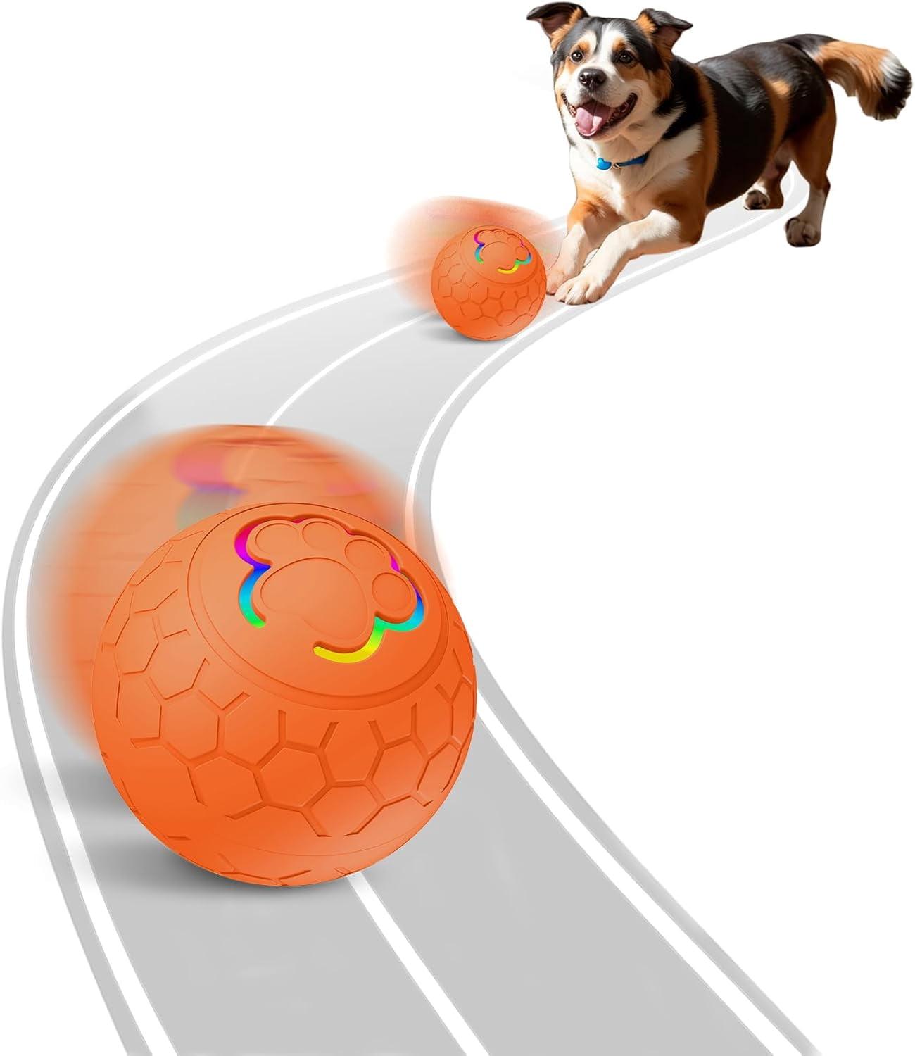 Self Moving Balls For Dogs, Smart Interactive Dog Toys Ball, Activated Rolling Ball for Dogs - Durable USB Rechargeable Dog Toy for Puppies, Small, and Medium Dogs, Fun Gift for Boredom(Orange)