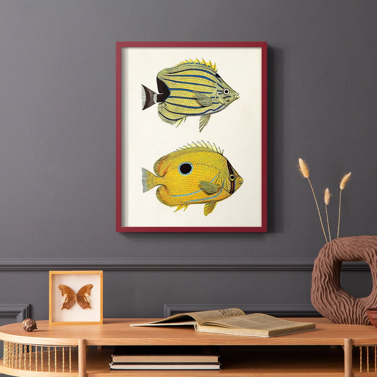 Yellow & Grey Fish III Framed Print - Solid Wood in Single Picture Frame Solid Wood 2 Framed Print