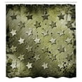 thumbnail image 3 of Ambesonne American Shower Curtain, Grunge Effect Stars, 69"Wx84"L, Olive, 3 of 5