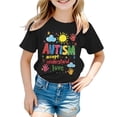 thumbnail image 2 of Girls Tops Autism Awareness Day Short Sleeve Ribbed Tee Girls Clothes Black 5-6 Years, 2 of 4
