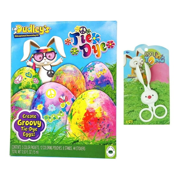 Dudley's Eggceptional Decorating Egg Groovy Tie Dye Kit with Tong Stickers and Stands