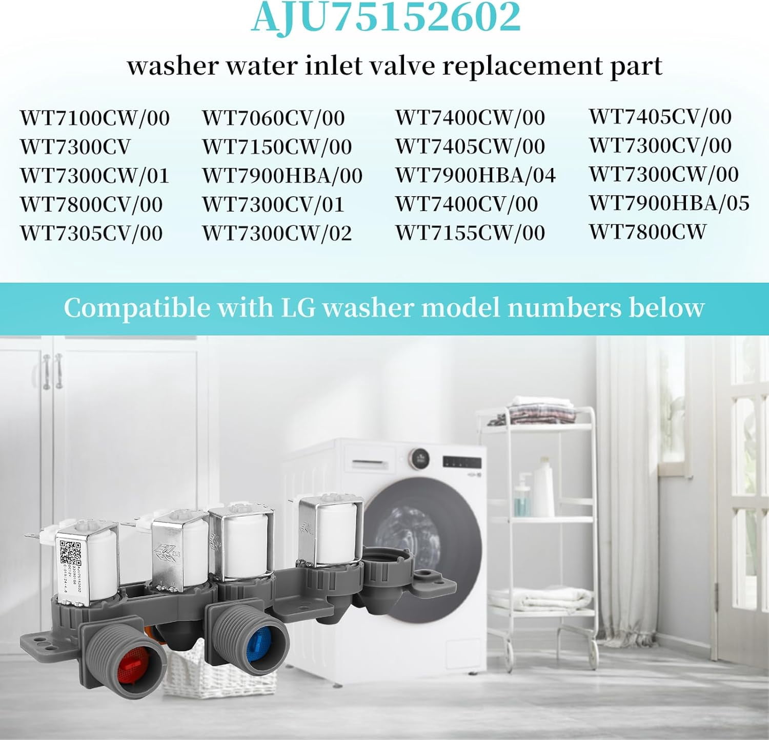 Aniceparthy 5221EA1008F AJU73213301 Washer Water Inlet Valve Replacement for LG & Kenmore Washers WT5680HWA WT7200CW WT5170HV WT4970CW WT1201CW