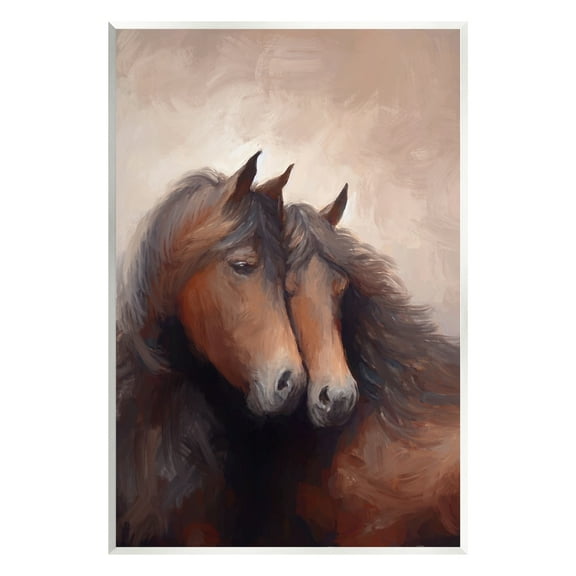 Stupell Industries Brown Cuddling Stallions Animals & Insects Painting Unframed Art Print Wall Art, 10 x 15