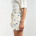 thumbnail image 3 of Women’s High Waisted Polka Dot Denim Shorts with Rope Drawstring, Frayed Hem Jean Shorts with Pockets, 3 of 8