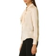 thumbnail image 5 of Allegra K Women's Button Down Shirt Tie Neck Satin Blouse Business Casual Tops, 5 of 6