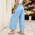 thumbnail image 7 of Bosfbaoi Pants for Women Regular Flat Front Jogger Pants Drawstring Waist Wide Leg Womens Pants with Adjustable Ankle Ties Outdoor Activity Trousers, 7 of 7