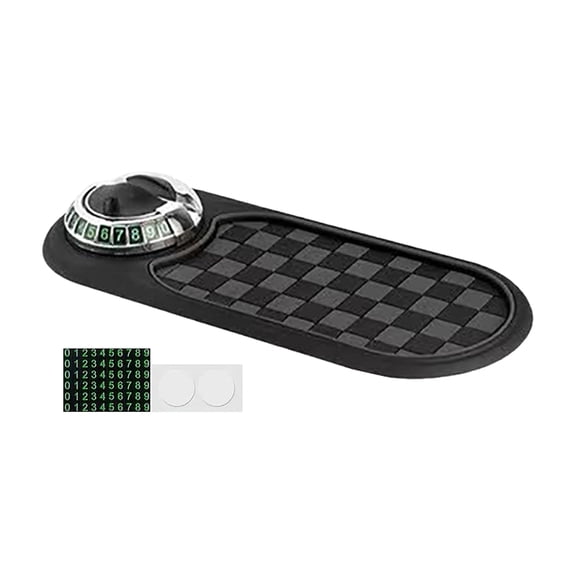 Multi-Functional Support Anti-Slip Pad, Multifunction Car Anti-Slip Mat Auto Phone Holder, 360° Rotatable Car Dashboard Pad with Temporary Parking Number, for Phones, Keys, Coins (E)