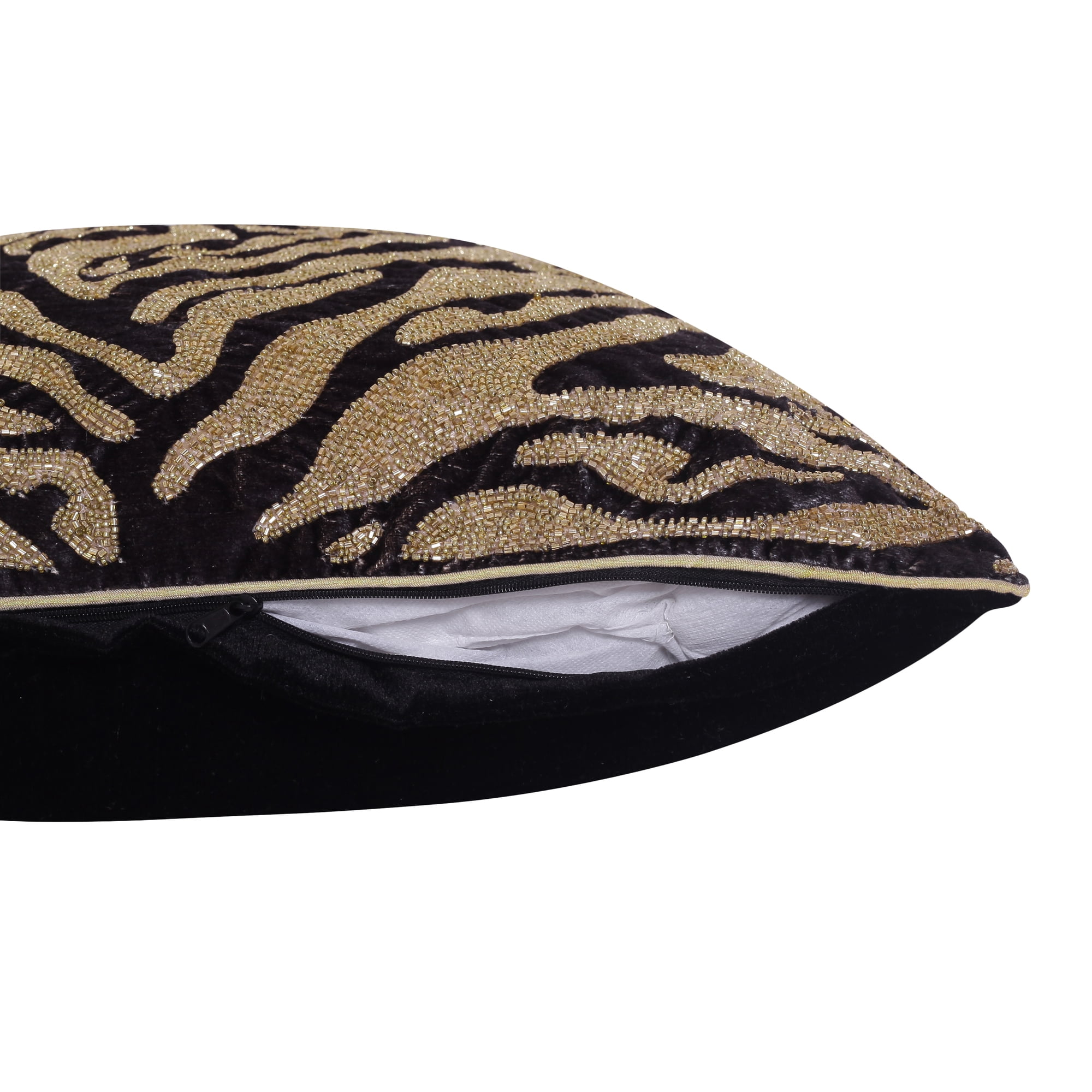 Ox Bay Caroline 20" x 20" Gold/Black Beaded Tiger Print Adult Decorative Throw Pillow