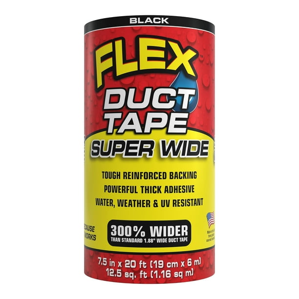Cinta adhesiva Flex superancha, 19 cm x 6 m, negra, resistente