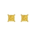thumbnail image 3 of 1.5 Ct Princess Cut Studs Yellow Crystal 18K Yellow Solid Gold Everyday Dainty Earrings Push Back, 3 of 7